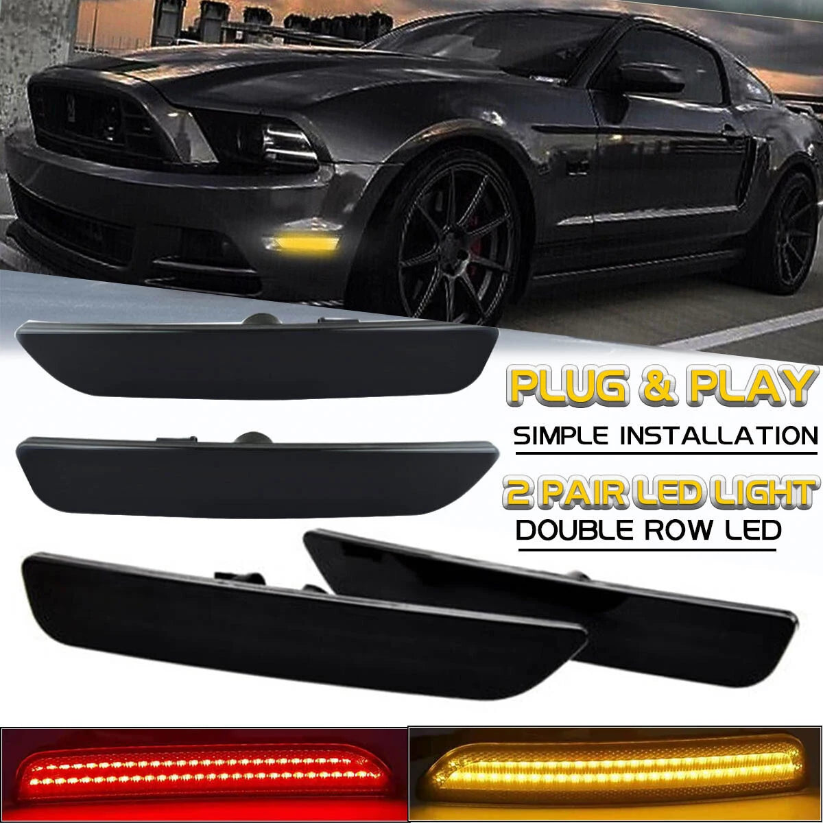 Feux de Position Latéraux LED Ford Mustang (2010-2014) Garde-Boue - vue de face - Becquet Voiture