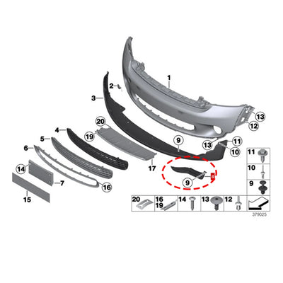 Garde-Boue Avant Mini Cooper R60 R61 2010-2016 - vue de profil - Becquet Voiture