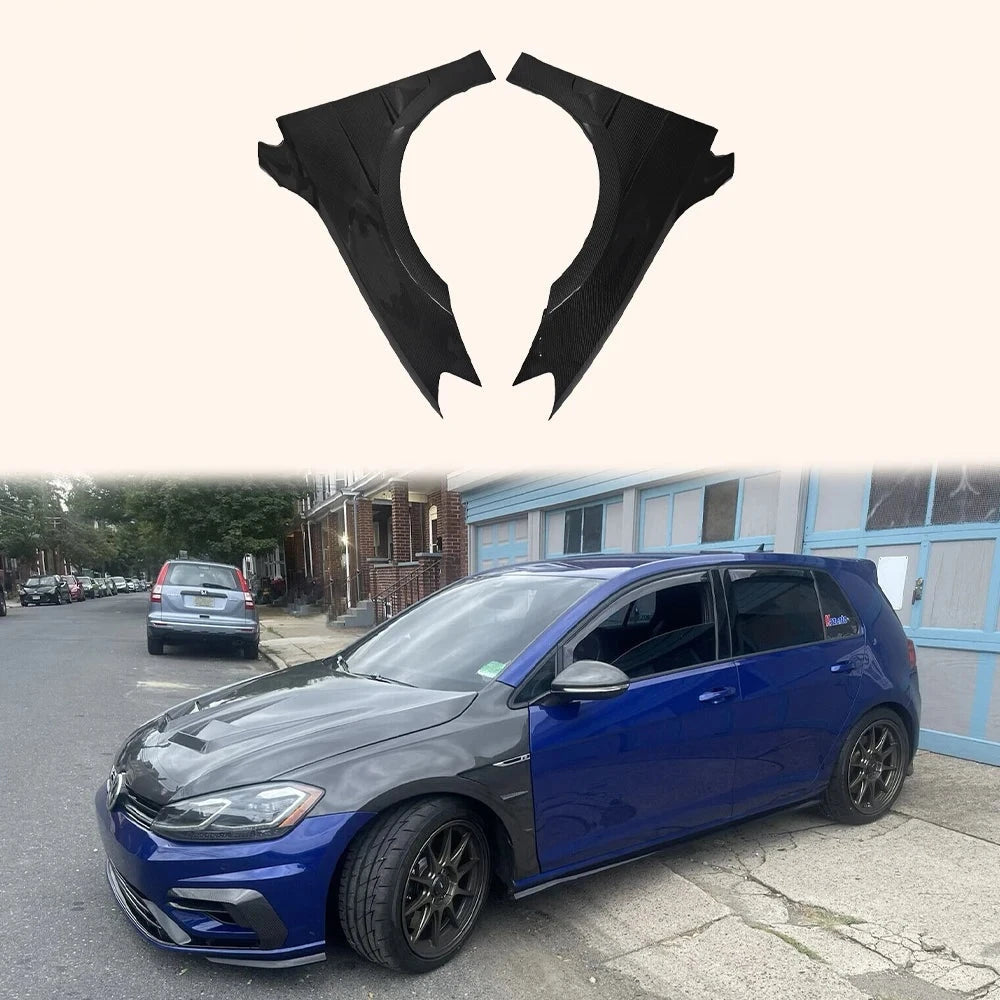 Garde-Boue Ventilé Carbone Volkswagen Golf GTI R - vue de face - Becquet Voiture