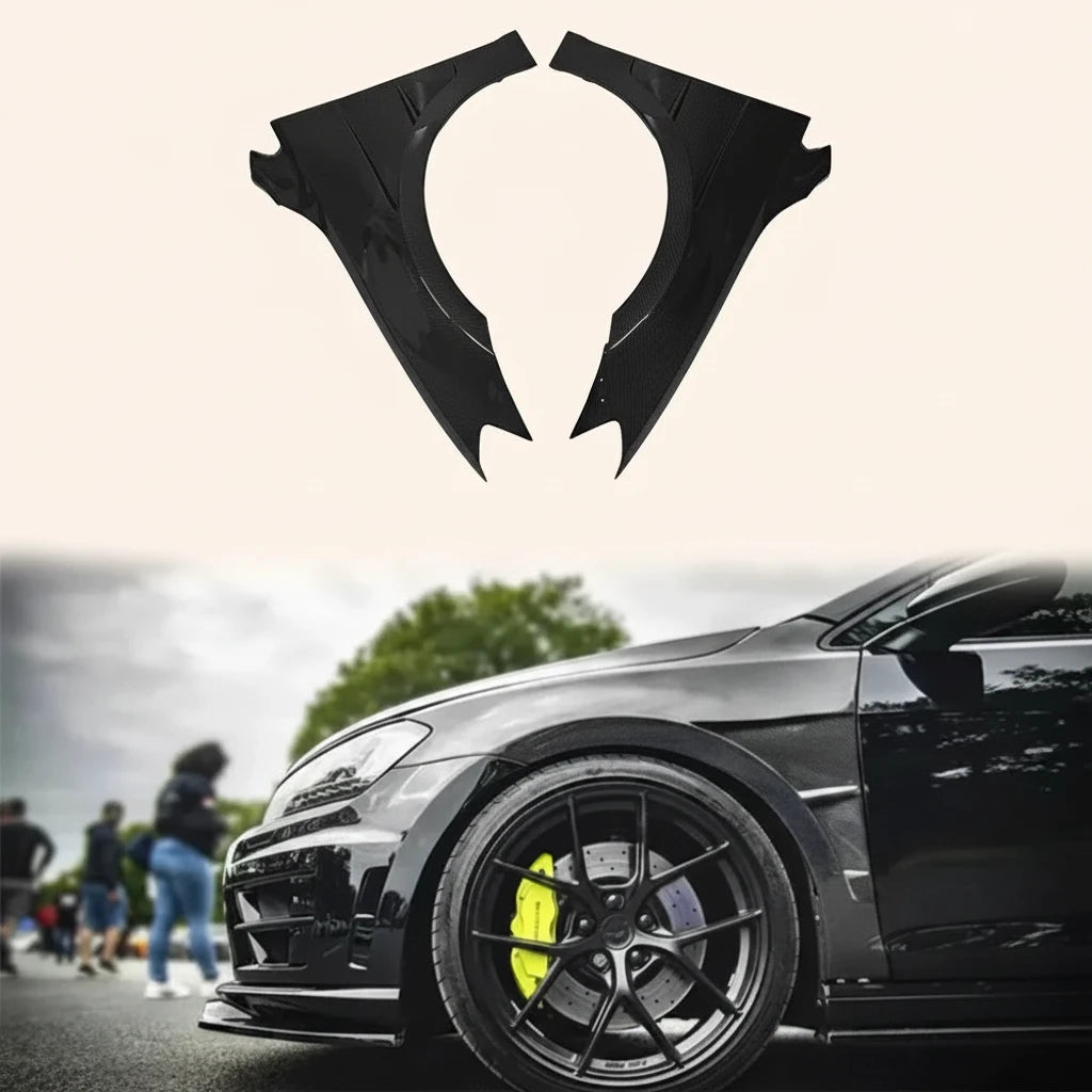 Garde-Boue Ventilé Fibre de Carbone Volkswagen Golf MK7 GTI R - vue de face - Becquet Voiture