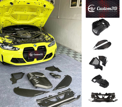 Garniture Capot Carbone BMW M3 M4 G80 G82 G87 - vue de face - Becquet Voiture