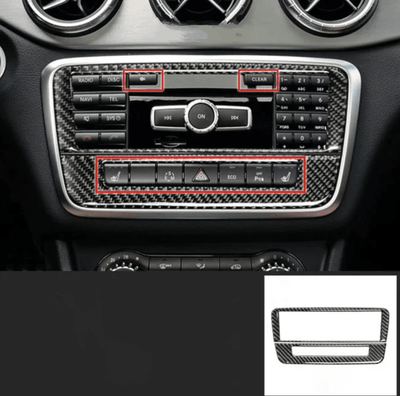 Garniture Console Centrale Carbone Replica Mercedes Classe A W176 - packshot studio - Becquet Voiture