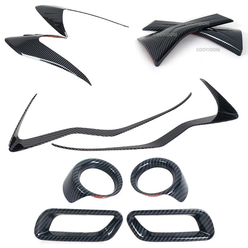 Carbon Fiber Headlight Frame Trims Subaru XV 2012-2016 - top view - Becquet Voiture