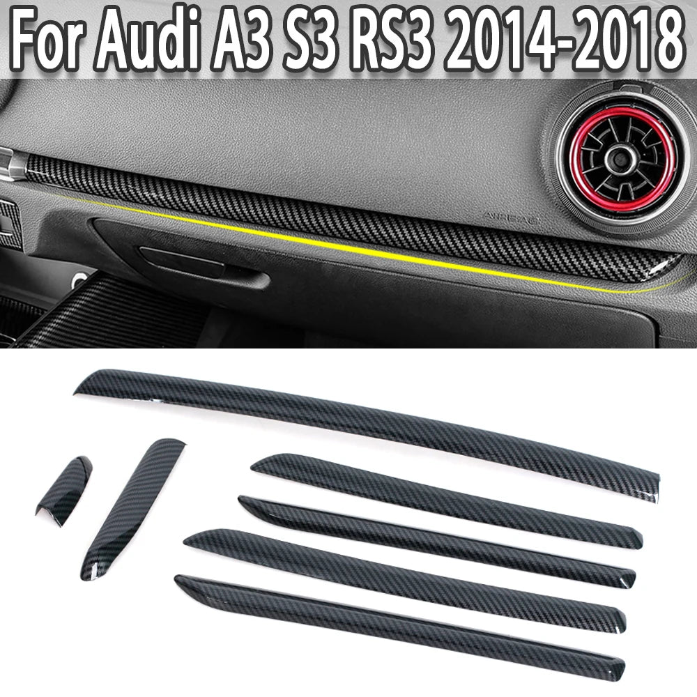 Garnitures Intérieures Carbone Audi A3 S3 RS3 2014-2018 - vue de face - Becquet Voiture