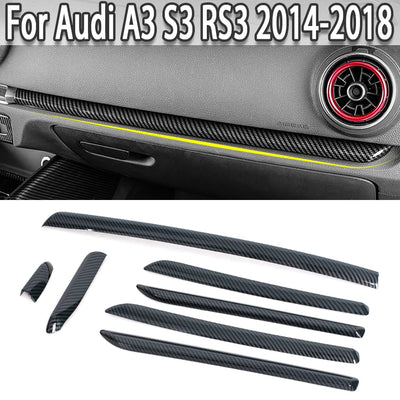 Garnitures Intérieures Carbone Audi A3 S3 RS3 2014-2018 - vue de face - Becquet Voiture