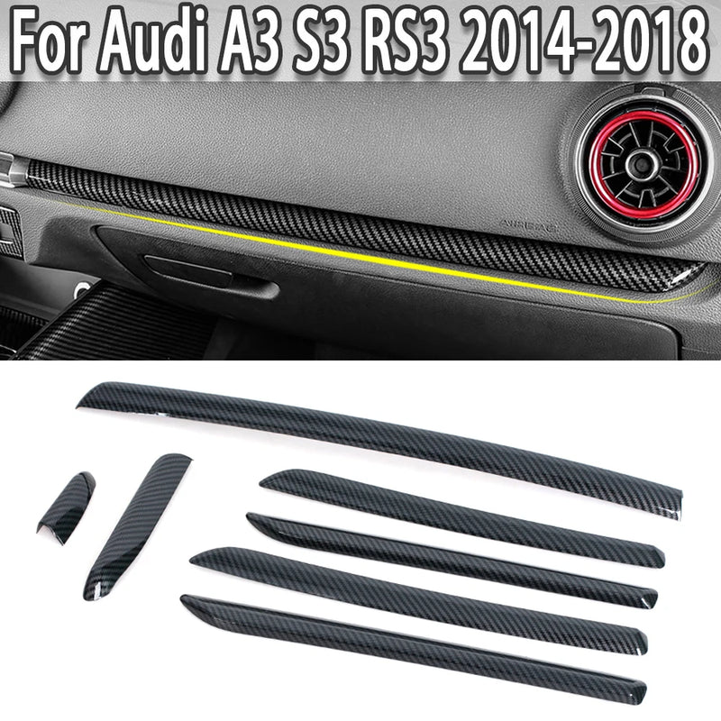 Carbon Fiber Interior Trim Audi A3 S3 RS3 2014-2018 - front view - Becquet Voiture
