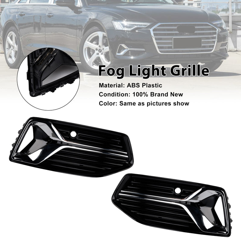 Fog light grille Audi A6 C8 2019-2023 ABS black 2 pieces - fitted on vehicle - Becquet Voiture