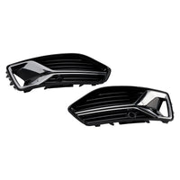 Fog light grille Audi A6 C8 2019-2023 ABS black 2 pieces - front view - Becquet Voiture