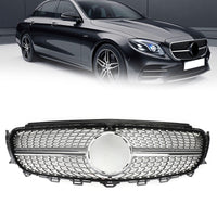 Silberner Diamant-Kühlergrill Mercedes-Benz W213 E300 E400 2016–2019 - Draufsicht - Becquet Voiture