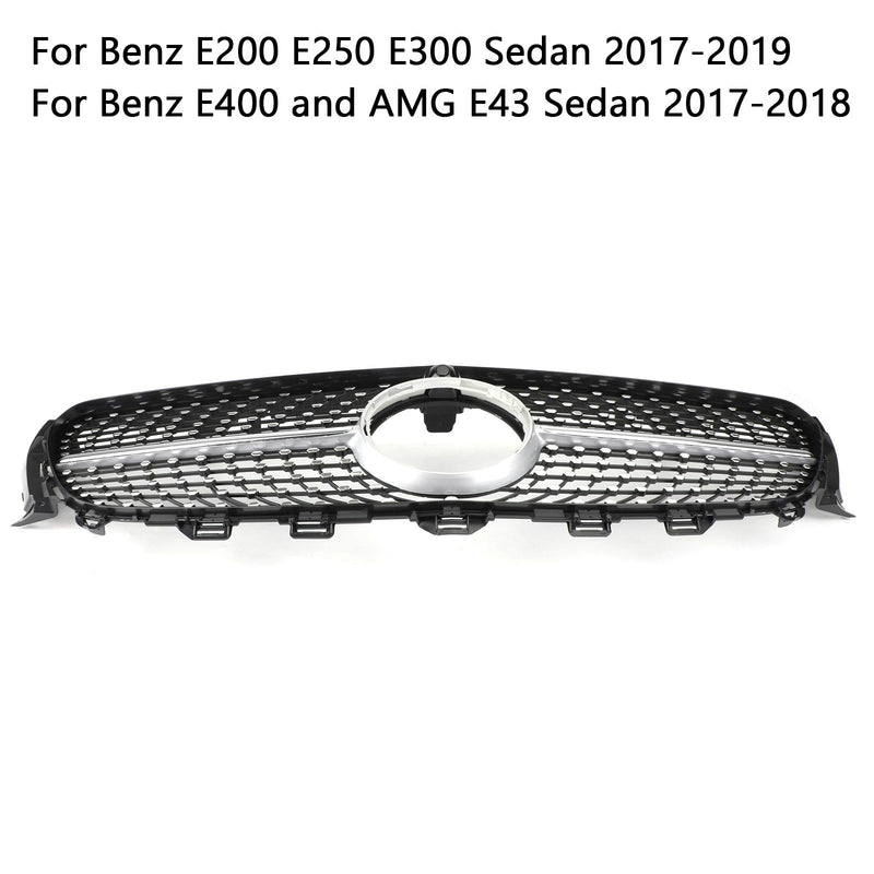 Silberner Diamant-Kühlergrill Mercedes-Benz W213 E300 E400 2016–2019 - Nahansicht - Becquet Voiture