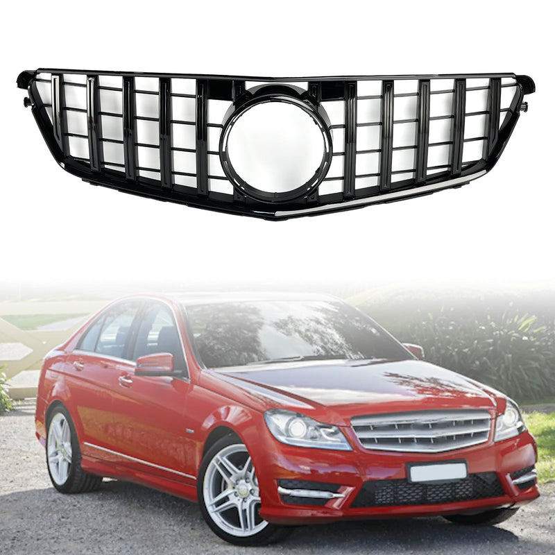 GTR Style Front Grille Mercedes C-Class W204 2008-2014 - front view - Becquet Voiture