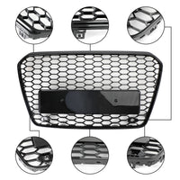 Grille Avant Maille Nid Abeille Style RS5 Noir Brillant Audi - détail du montage - Becquet Voiture