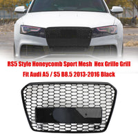 Grille Avant Maille Nid Abeille Style RS5 Noir Brillant Audi - vue de trois-quarts - Becquet Voiture