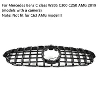Grille Avant Mercedes W205 Style GTR Caméra Noir Chromé 2019 - vue de trois-quarts - Becquet Voiture