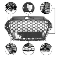 Black RS3 Honeycomb Front Grille Audi A3 S3 2013-2016 - studio packshot 2 - Becquet Voiture