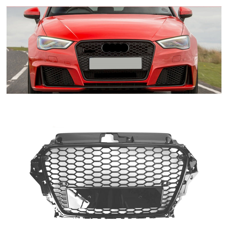 Black RS3 Honeycomb Front Grille Audi A3 S3 2013-2016 - rear view - Becquet Voiture