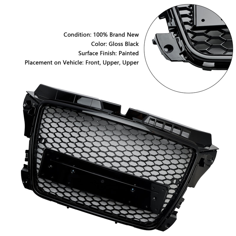 Grille Avant RS3 Style Nid D'abeille Audi A3 8P 2008-2013 - installé sur véhicule - Becquet Voiture