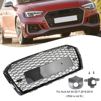 Grille Avant RS4 Style Nid D'abeille Noire Audi A4 S4 - installé sur véhicule - Becquet Voiture