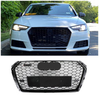 Grille Avant RS4 Style Nid D'abeille Noire Audi A4 S4 - vue de profil - Becquet Voiture