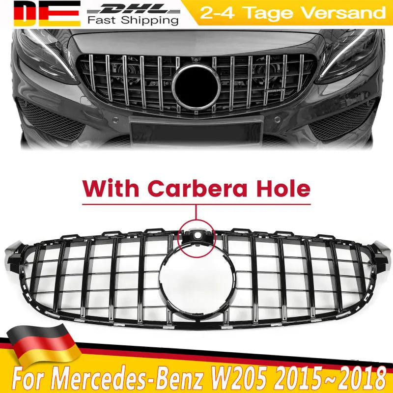 Grille Avant Style GT-R Mercedes Classe C W205 2015-2018 - vue de face - Becquet Voiture