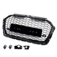 Grille Avant Style RS3 Nid Abeille Noir Audi A3 S3 2017-2019 - vue de trois-quarts - Becquet Voiture