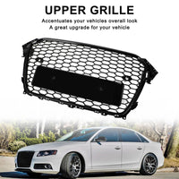 Grille Avant Style RS4 Noir Brillant pour Audi A4 S4 B8.5 - vue de trois-quarts - Becquet Voiture