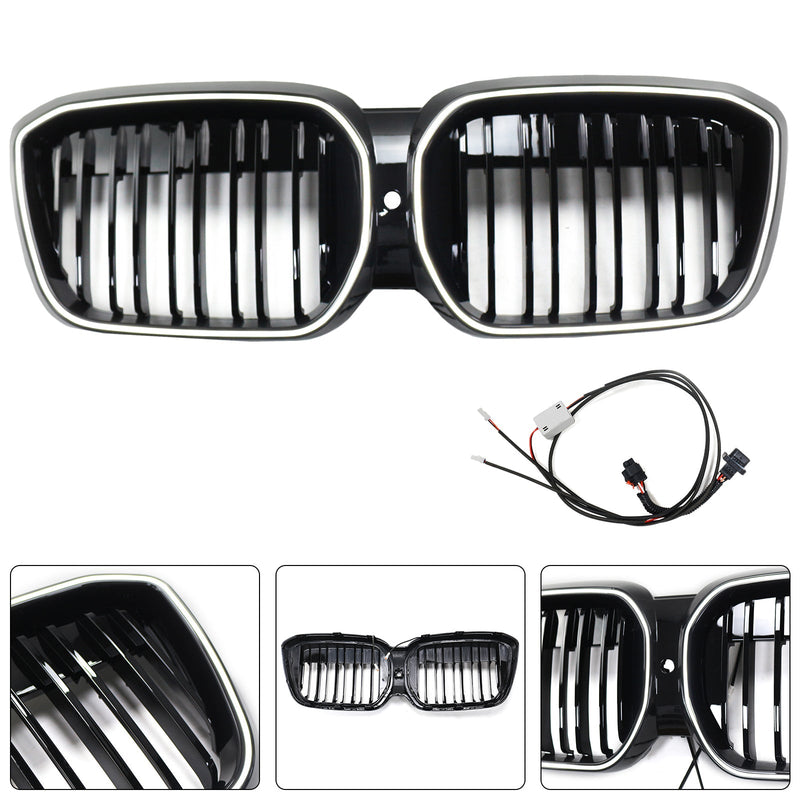 Grille BMW iX3 G08 LCI Double Lamelles Noir 2022-2024 - détail du montage - Becquet Voiture