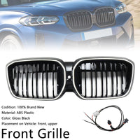 Grille BMW iX3 G08 LCI Double Lamelles Noir 2022-2024 - vue de profil - Becquet Voiture