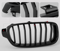 Grille BMW Série 3 F30 F31 F35 Noir Brillant 2012-2019 - vue de face 3 - Becquet Voiture
