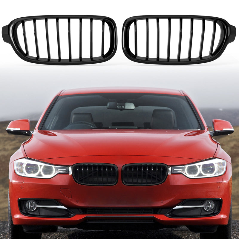 Grille BMW Série 3 F30 F31 F35 Noir Brillant 2012-2019 - vue de trois-quarts - Becquet Voiture