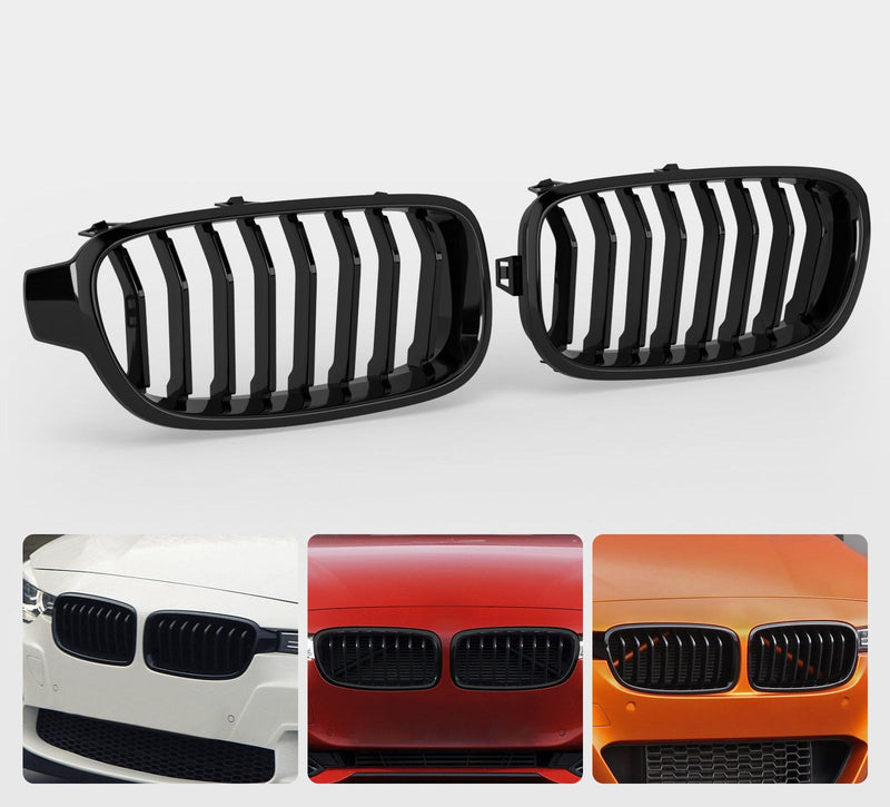 Grille BMW Série 3 F30 F31 F35 Noir Brillant 2012-2019 - vue rapprochée - Becquet Voiture