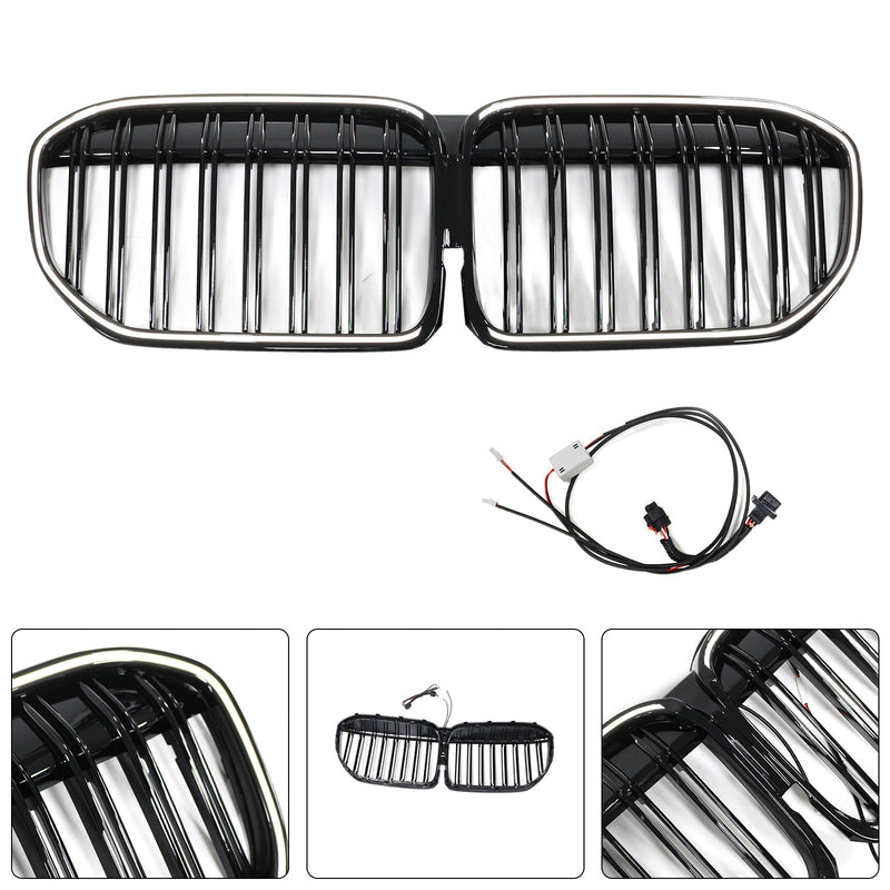 Gloss Black Kidney Grille BMW 7 Series G11 G12 2019-2022 v2 - fitting detail - Becquet Voiture