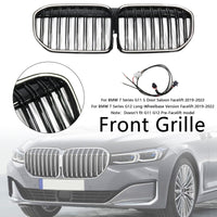 Gloss Black Kidney Grille BMW 7 Series G11 G12 2019-2022 v2 - fitted on vehicle - Becquet Voiture