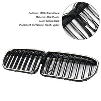 Gloss Black Kidney Grille BMW 7 Series G11 G12 2019-2022 v2 - studio packshot - Becquet Voiture