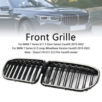 Gloss Black Kidney Grille BMW 7 Series G11 G12 2019-2022 v2 - three-quarter view - Becquet Voiture