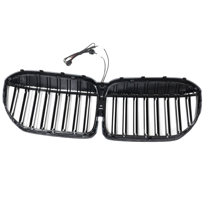 Gloss Black Kidney Grille BMW 7 Series G11 G12 2019-2022 v2 - close-up view - Becquet Voiture