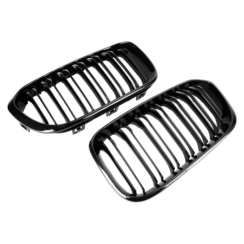 Grille Calandre Avant Double Noire Brillante BMW Série 1 F20 F21 2015-2017 - vue de face 2 - Becquet Voiture