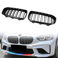 Grille Calandre Avant Double Noire Brillante BMW Série 1 F20 F21 2015-2017 - vue de profil - Becquet Voiture