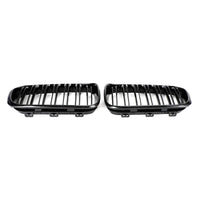 Grille Calandre Avant Double Noire Brillante BMW Série 1 F20 F21 2015-2017 - vue de trois-quarts - Becquet Voiture
