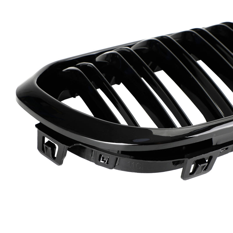 Grille Calandre Avant Double Noire Brillante BMW Série 1 F20 F21 2015-2017 - vue rapprochée - Becquet Voiture