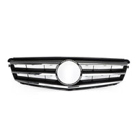 Grille Calandre Avant LED Noire Chromée Benz Classe C W204 - vue de face - Becquet Voiture