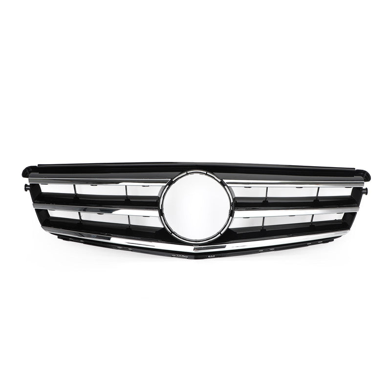 Grille Calandre Avant LED Noire Chromée Benz Classe C W204 - vue de face - Becquet Voiture