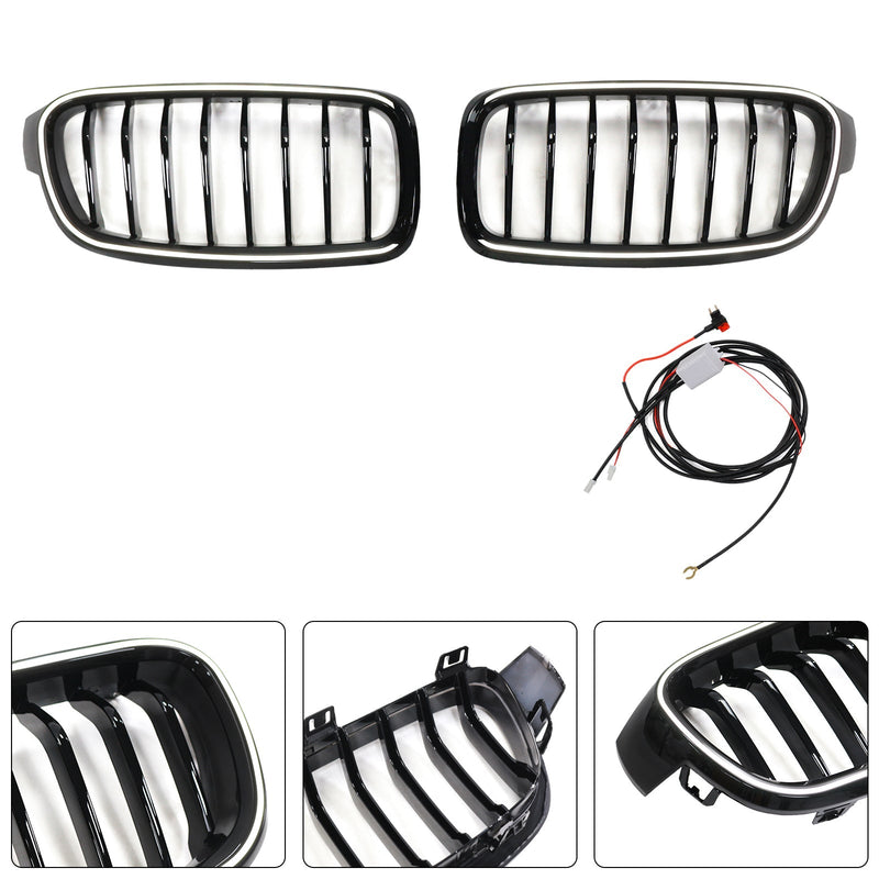 Grille Calandre BMW Série 3 F30 F31 Noir Brillant 2012-2019 - vue rapprochée - Becquet Voiture