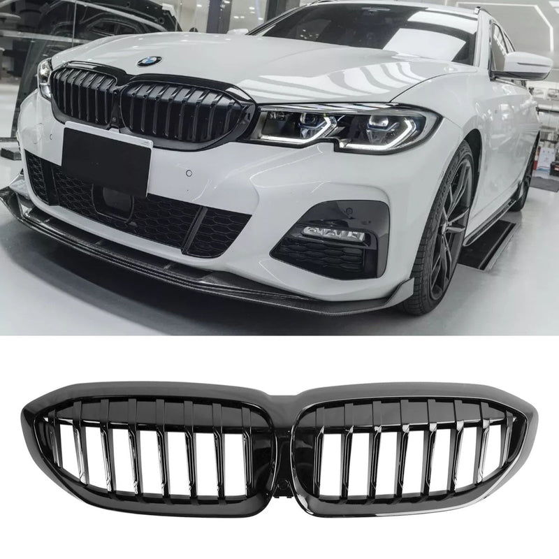 BMW 3er G20 Kühlergrill Schwarz glänzend 2019–2020 - Vorderansicht - Becquet Voiture