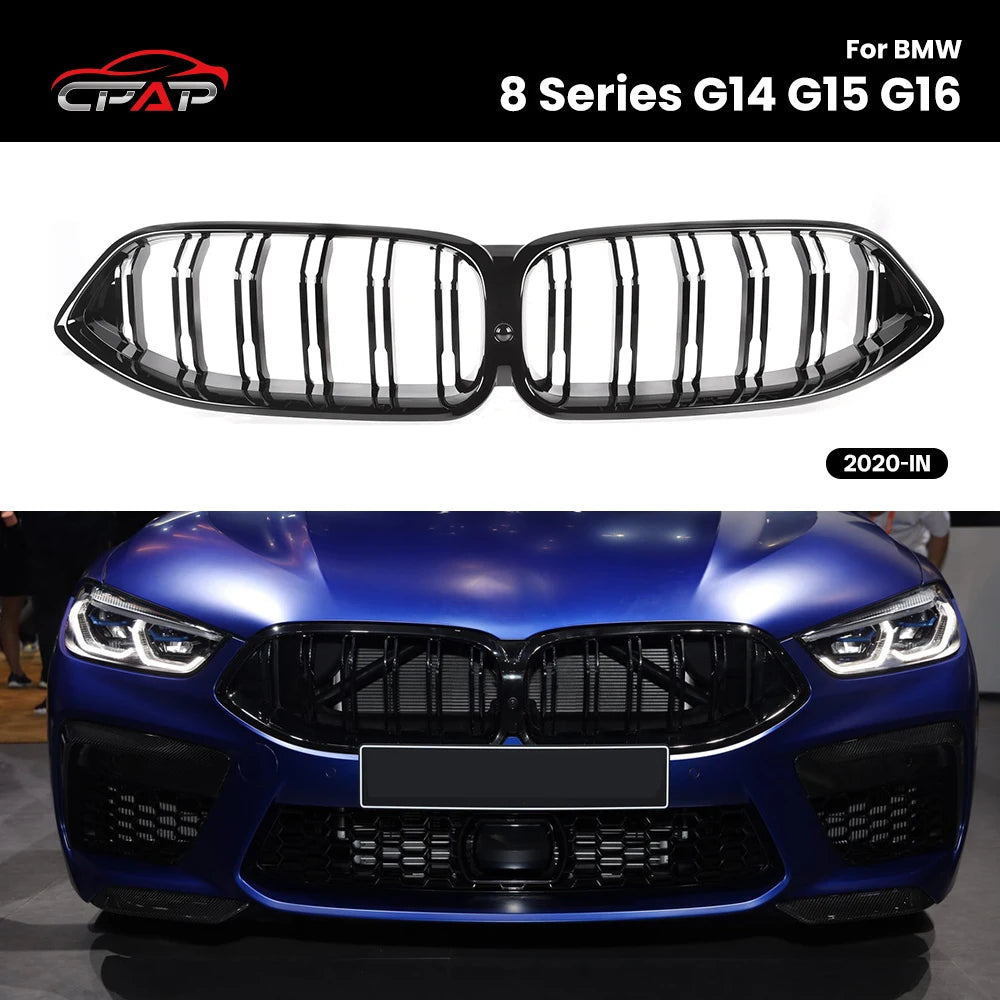 Grille Calandre BMW Série 8 G14 G15 G16 2020+ Noir Brillant - vue de face - Becquet Voiture