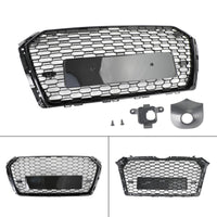 Black RS4-Style Hexagonal Honeycomb Grille for Audi A4 - top view - Becquet Voiture