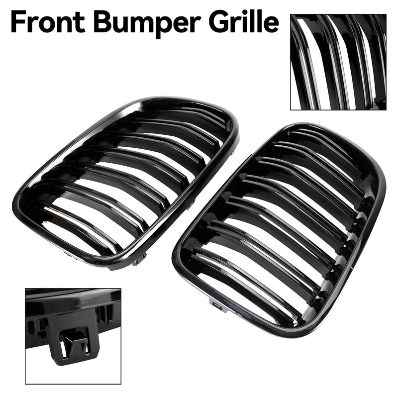 Grille Calandre Pare-Choc BMW X3 F25 2011-2014 Noir Brillant Double Ligne - vue de dessus - Becquet Voiture