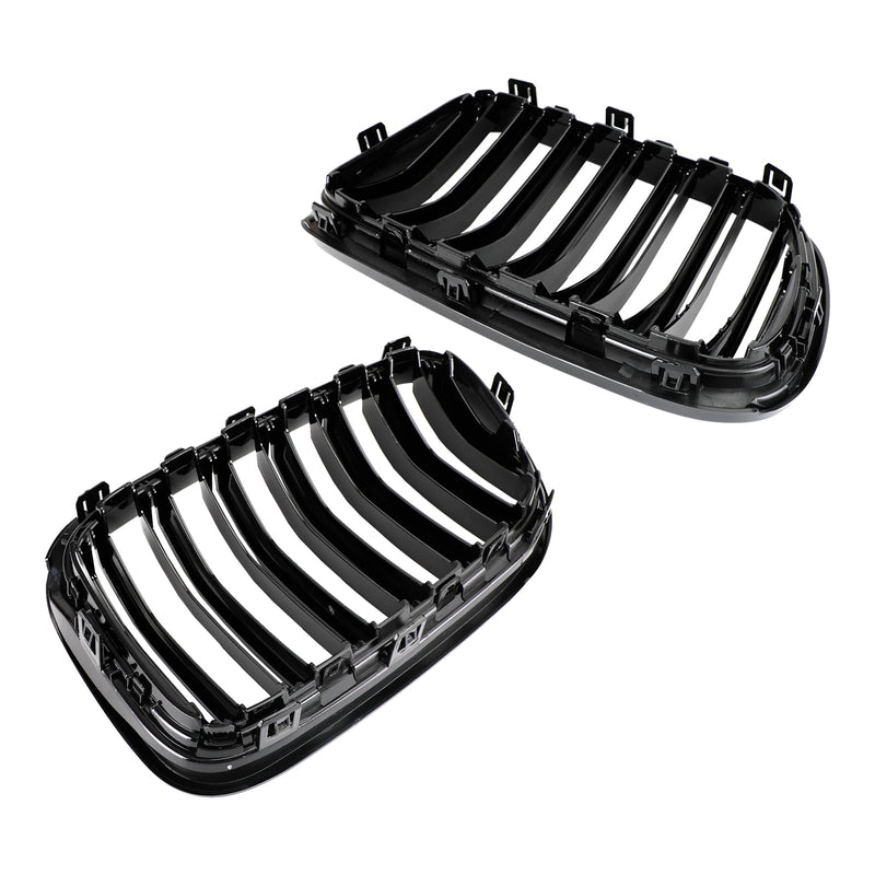 Grille Calandre Pare-Choc BMW X3 F25 2011-2014 Noir Brillant Double Ligne - vue de face 2 - Becquet Voiture