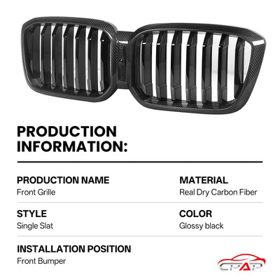 Grille d'Admission d'Air BMW X3 G01 X4 G02 LCI Carbone - vue de profil - Becquet Voiture