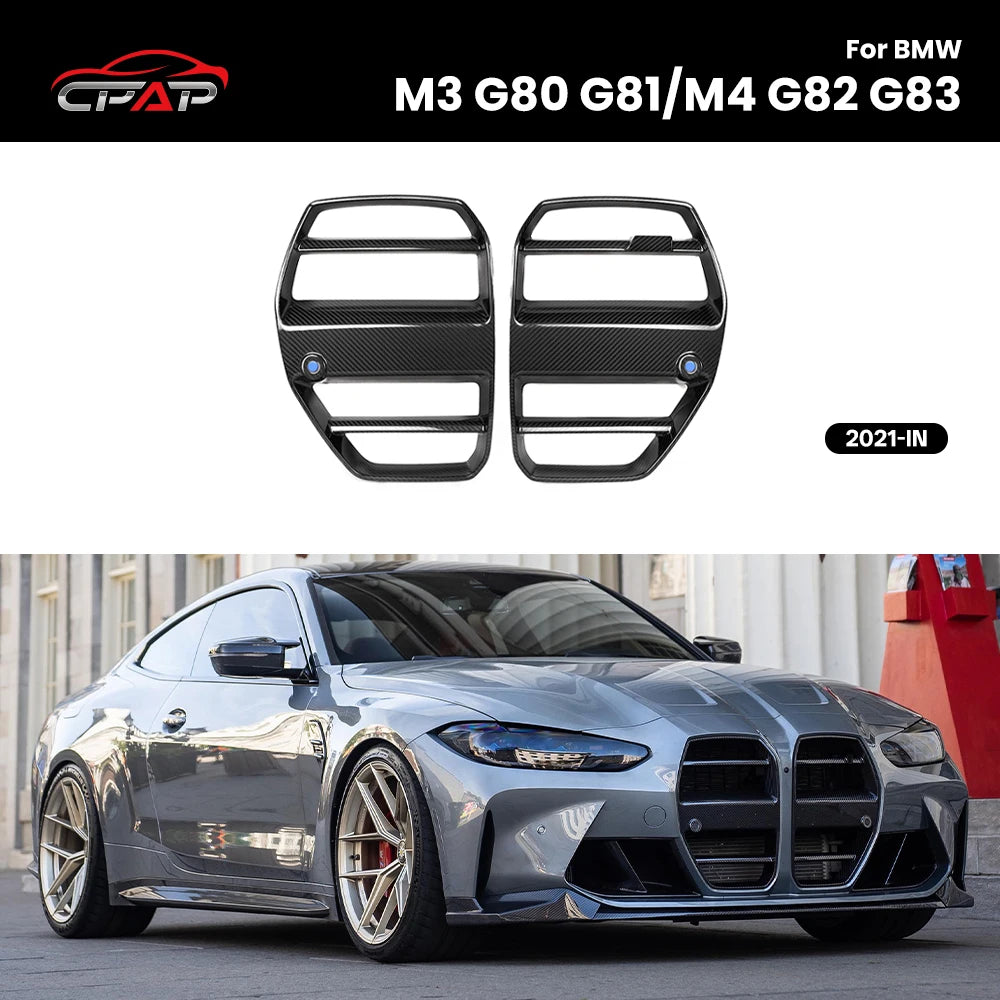 Grille de Calandre Avant Carbone BMW M3 M4 G80 G82 2021 - vue de face - Becquet Voiture